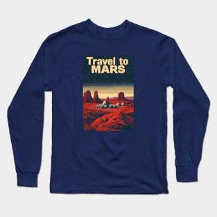 Travel to Mars - Vintage Poster Style - Space Long Sleeve T-Shirt